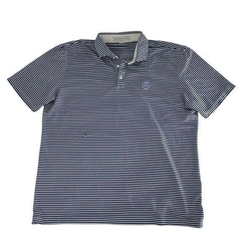 Holderness & Bourne Shirt Men XL Blue Striped Tailored Polo Golf Performance